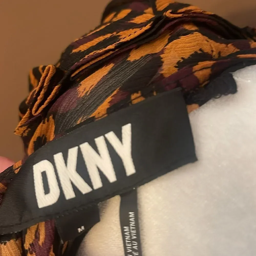 DKNY Leopard Print Mini Dress In Roasted Pecan Medium  NWT - Picture 11 of 13